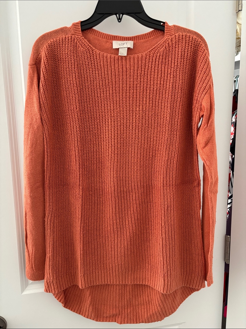 LOFT Pale-Orange Crewneck Knit Sweater